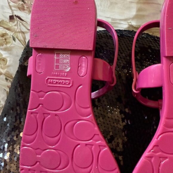 Hot Pink/Fuchsia COACH 'Pier' Thong Sandals Sz 6 - Picture 12 of 16